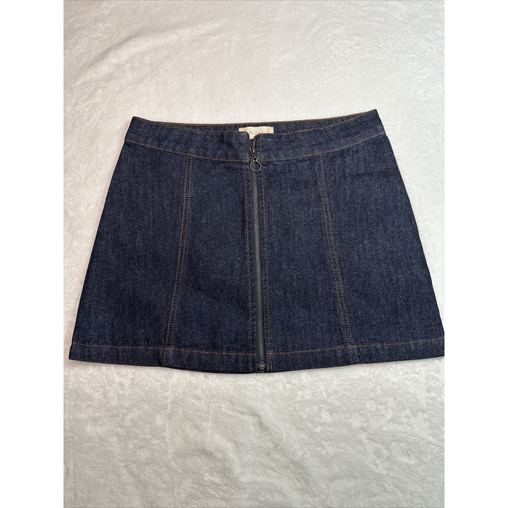 Altered State Zipper Blue Jean Skirt Size Small Dark Denim